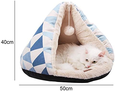 חתול קן חצי סגור רחיץ קטיפה חתול מיטת אוהל נוח רך חם מלונה רצפת חתול כרית ציוד לחיות מחמד