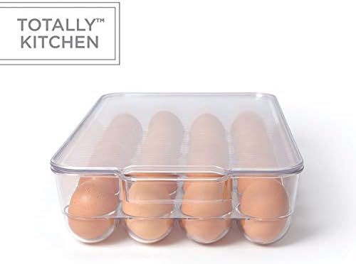 מחזיק ביצים למטבח לחלוטין למקרר, מארגני מקרר ואחסון מיכלי אחסון מפלסטיק נקיים ללא מכסה עם מכסה וידיות,