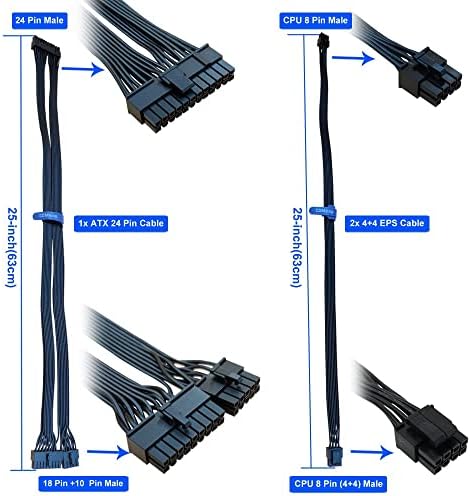 Comeap Starter PSU כבל מודולרי ATX PCIE EPS ערכת HDD עבור Corsair PSU RMX RMI SF Series Black
