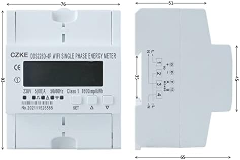 XJIM שלב יחיד 220V 50/60Hz 65A DIN Rail WiFi WiFi חכם מד אנרגיה צג Monitor KWH Meter Wattmeter
