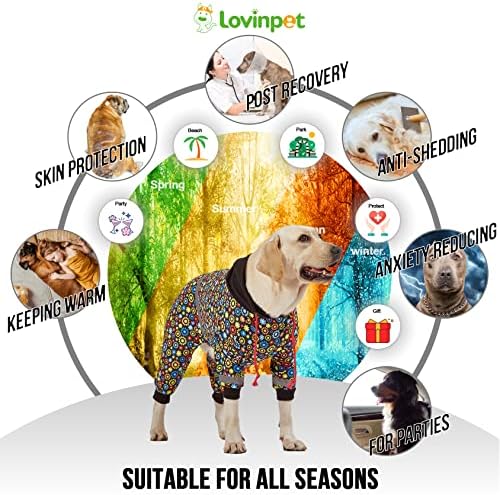 Lovinpet בני כלבים גדולים גדולים, טיפול פצעים/חולצת כלבים לאחר ניתוח, פיג'מות הקלה על חיות חיות מחמד, ג'אמיות