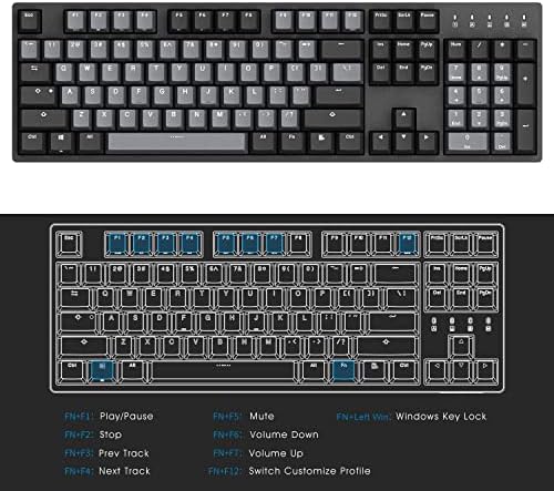 מקלדת מכנית של Durgod Gaming עם Cherry MX מתגים אדומים שקטים - מקש 104 - צילום כפול PBT - NKRO -