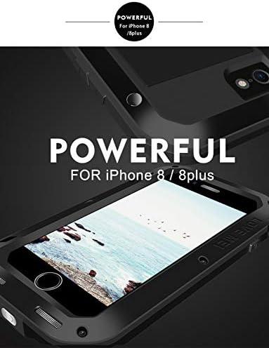 Love Mei iPhone 8/7 פלוס מארז מתכת אלומיניום, זכוכית גורילה אבק אבק אבק אבק אבק צבאי מסגרת פגוש צבאי מגן