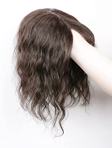 16 נשים טבעי גלי שיער טבעי טופר שמאל חלק משי 13 על 14 ס מ חלקה פאה פאה סימולציה קרקפת מתולתל קליפ למעלה