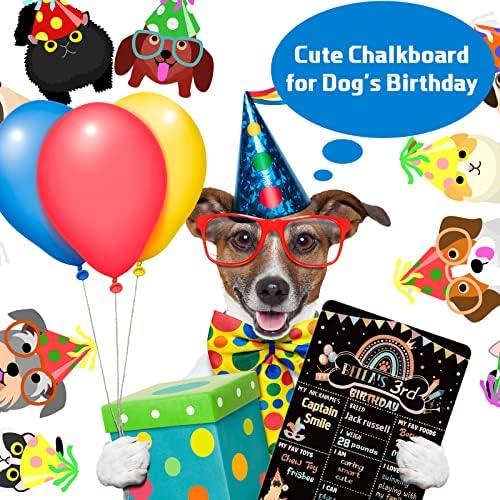 כלב יום הולדת לוח וגיר בוהו קשת נושאים כלב יום הולדת אבזרי תמונה כלב מיילסטון לוח וגיר סימן עבור יום