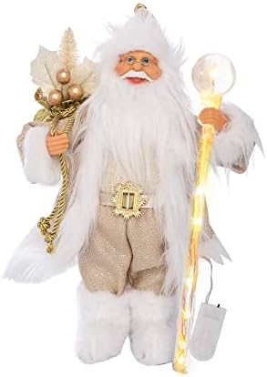 קוסטילין חג המולד סנטה קלאוס קישוט פסלון עם קישוט LED אור בגודל בינוני, פסטיבל שולחן צעצוע של בובת