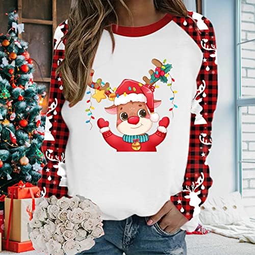 סווטשירט לחג המולד לנשים סוודר הדפס חמוד עליון חג המולד מזדמן סוודר סוודר שרוול ארוך