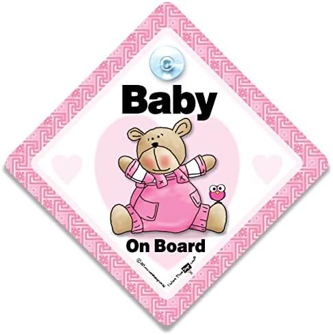תינוק על לוח סימן, ורוד דוב ורוד לב תינוק רכב סימן, גבוהה נראות מייעצת יניקה כוס רכב חלון סימן נועד