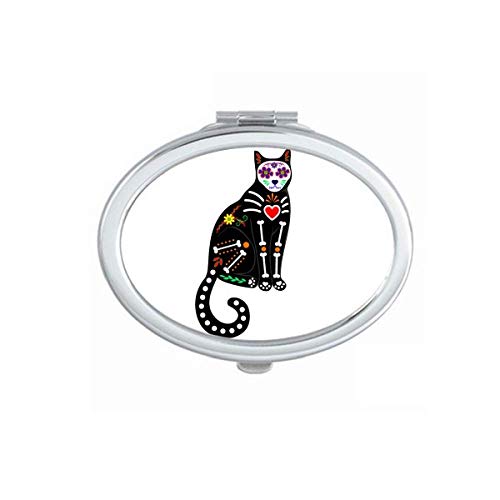 שחור חתול עצם לב ליל כל הקדושים טרור אווירה מראה נייד לקפל יד איפור כפול צד משקפיים