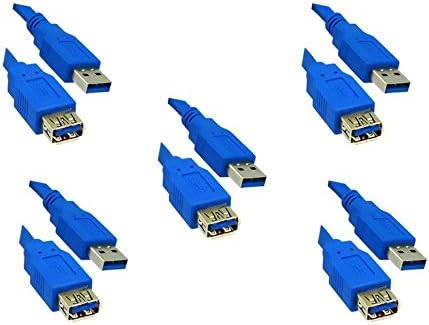 C&E 3 חבילה USB 3.0 זכר לכבל הרחבה נקבה 10 מטר כחול, CNE464041
