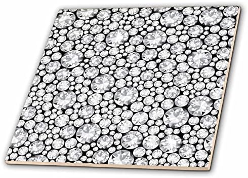 3 ורוד גלאם לבן על תמונה שחורה של תכשיטי יהלומים דפוס אקראי-אריחים
