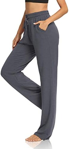 מכנסי יוגה של דיבולונג נשים רגל רחבה נוח נוחה טרקלין רופף ארוך פלאצו אימון מכנסי טרנינג עם כיסים