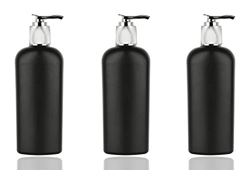 Grand Parfums II בקבוקי משאבה של קרם מט מט שחור, 6 גרם, פלסטיק HDPE עם משאבות קרם כסף מבריק מצולע 180 מל