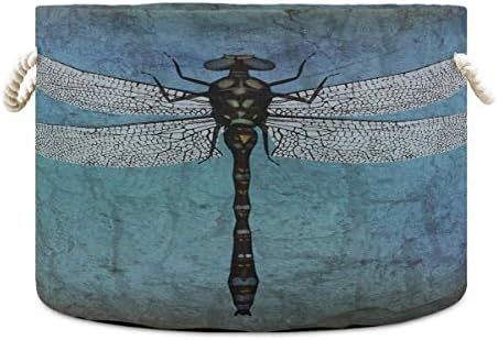 Alaza Dragonfly Vintage Vintage Sallish Stally Storage Storage גדול עם ידיות למגבות שמיכות פעוטון BIN 20 x 20