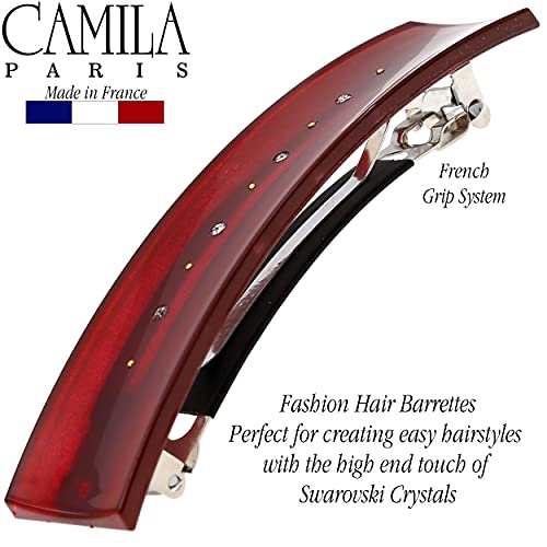 קמילה פריז 3190 קליפ סיכת שיער צרפתי לילדות, אדום, גומי אוטומטי אבזם חזק אחיזה אחיזה חזקה עבור נשים, לא להחליק