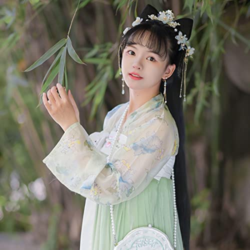 סגסוגת שיער מקלות סיכות ארוך ציצית לבן פרח סיני סיכות מסורתי קוריאני סגנון