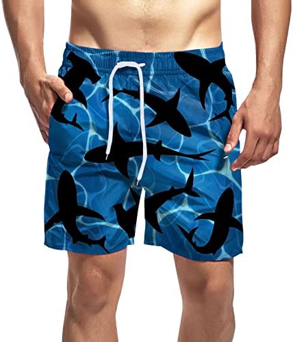 מכנסי חוף XXBR לגברים, מכנסי שחייה יבשים מהירים עם רירית רשת גזעי שחייה מצחיקים עם משיכה ומכנסי כיס