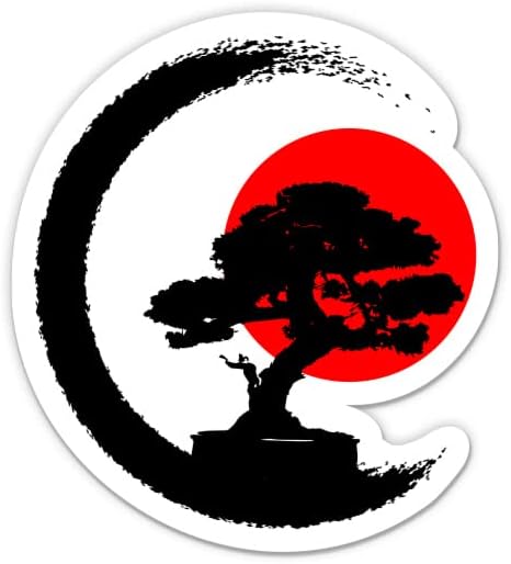 עץ בונסאי יפן שמש - מדבקת ויניל 3 אינץ