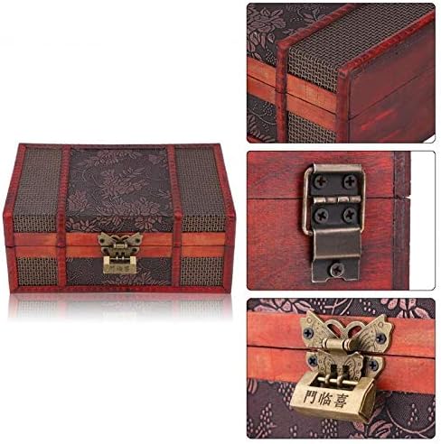 ZYM205 וינטג 'קופסת עץ קופסת תכשיטים תיבת מתכת מנעול אוצר חזה מארז מעץ שולחן עבודה מעץ שולחנות