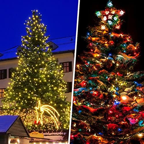 300 אורות מחרוזת חג המולד לד, אורות חג המולד בגובה 108 רגל-אורות פיות חיצוניים ומקורים מוסמכים עיצוב עץ