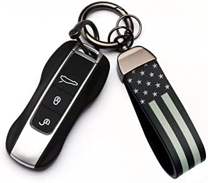מחזיק מפתחות של מכונית דגל אמריקאית של Yakefly, טבעות מחזיק מפתחות עור מארגן מחזיק מפתח דגל אמריקאי,