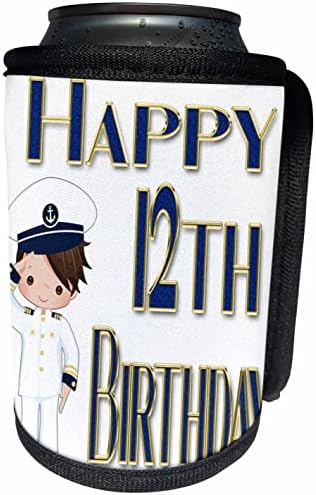 3drose יום הולדת 12 שמח עם ילד חיל צבאי חמוד - יכול לעטוף בקבוקים קיר יותר