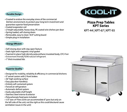 Kool-it kpt-67-2 67 'שולחן הכנה של פיצה, קטע כפול, 20.2 רגל מעוקב