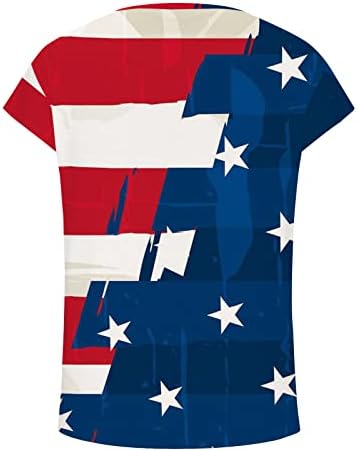 שרוול קצר 2023 סירות צוואר סירות כותנה חולצה חולצה לחולצה לנשים סתיו סתיו דגל אמריקאי גרפי חרטה גרפיקה OQ OQ