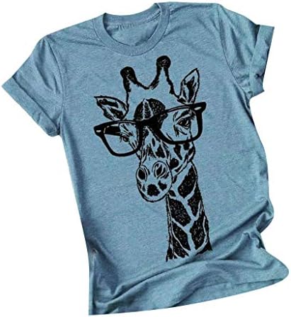 נשים קיץ ג ' ירפה מודפס חולצה מצחיק חמוד בעלי החיים גרפי טיז חולצות