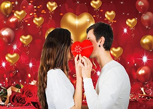 8 * 6 רגל רקע יום האם רומנטי אדום עלה פרחים זהב בלון בלוני אהבה נאהבים רומנטי חג האהבה רקע