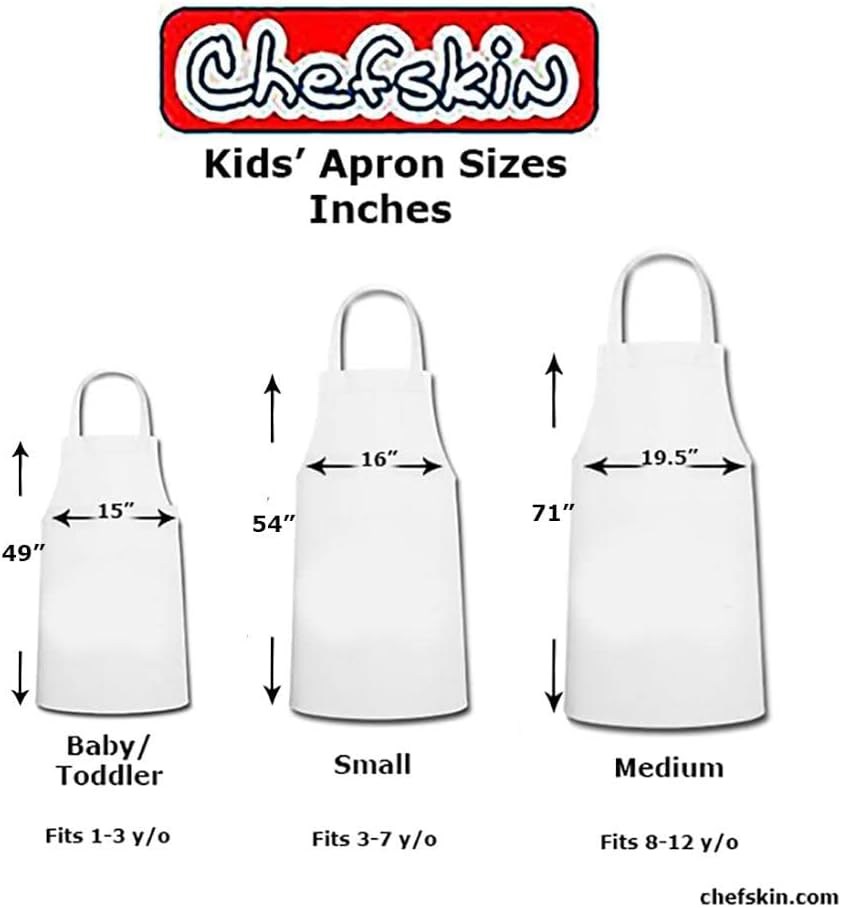 שף סט של 3 לבן בד סינר כדי לקשט עם סמן, צבע, ברזל על או רקמה לילדים קטן 4-8 שנים