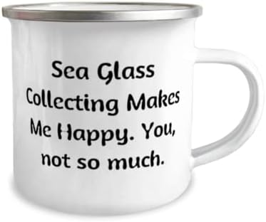 מתנות איסוף זכוכית ים לשימוש חוזר, איסוף זכוכית ים משמחת אותי, זכוכית ים אוספת 12 ספל קמפר מחברים, זכוכית
