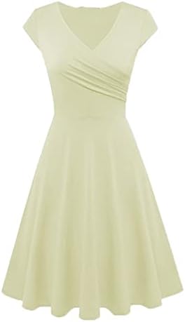 שמלות קצרות של נוקמופו לנשים שמלת צבע אחיד באופנה V-RECT V צווארון שמלת מסיבות שרוול קצרה שמלות נשים