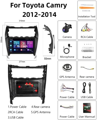 2G 32G עבור טויוטה קאמרי 2012 2013 2014 סטריאו לרכב אנדרואיד עם Apple CarPlay, Rimoody 10.1 אינץ