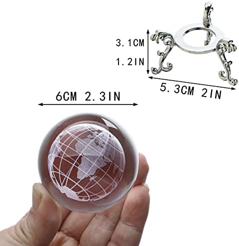 H&D Hyaline & Dora 2.3 אינץ 'כדור זכוכית קריסטל ברורה משקל נייר משקל תלת מימד לייזר חרוט כדור הארץ