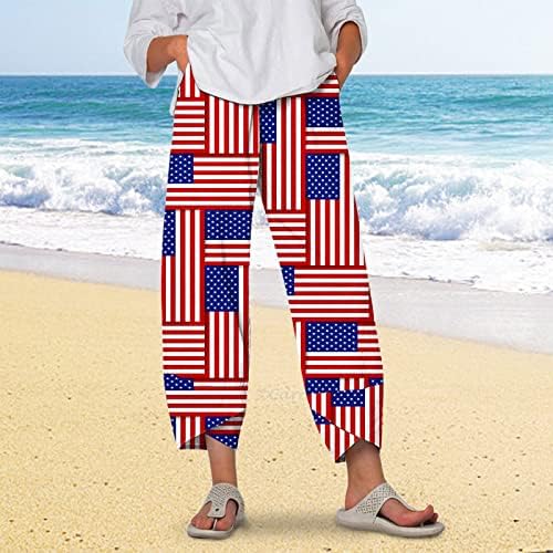 פדאלקס ארוך מכנסיים לנשים קיץ החוף מתגנדר טרנדי מודפס אישה רצים גבוהה מותן פאלאצו מכנסיים לנשים