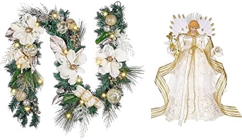 ואלרי מדלין אלגנטי זהב ולבן לחג המולד צרור צורב מואר לפני 6 גרם גרלנד ועץ עץ מלאך חג המולד