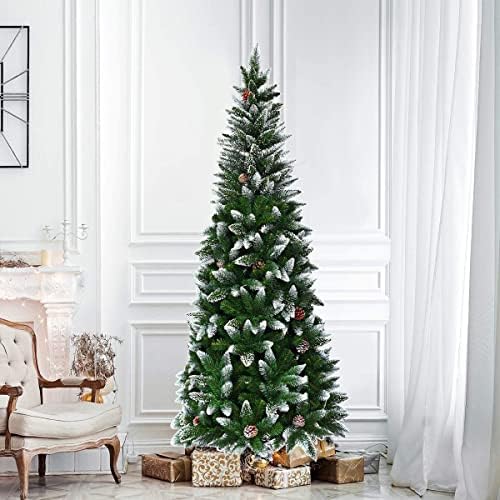 עץ חג המולד של שלג שלג גנרי שלג נוהר עץ חג המולד, עץ חג המולד דק שלג עם חרוטים אורנים, עץ חג המולד צירים
