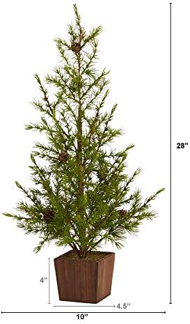 כמעט טבעי 28in. אלפיני - עץ חג המולד המלאכותי של המראה המלאכותי בעץ עם חרוטים אורנים, ירוק