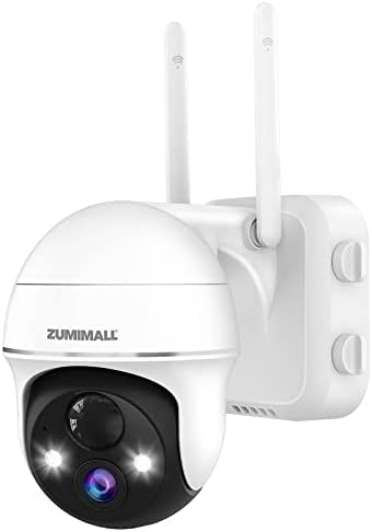 מצלמת אבטחה 2K WiFi אלחוטי חיצוני עם 360 ° PTZ, מצלמות אלחוטיות המופעלות על סוללה של זומימאל למעקב ביתי, זרקור