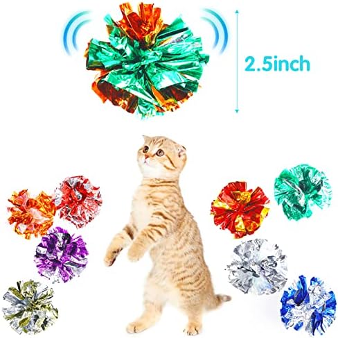 LOMIMOS 20 יח 'כדורי קמטים לחתולים, צעצוע חתול אינטראקטיבי צבעוני לחתלתול מקורה לחתלתול מקורה משחק