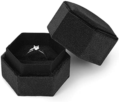 קטיפה תכשיטי טבעת תיבה, אחת חריץ משושה טבעת מקרה תיבת עבור הצעת אירוסין חתונה טקס חג האהבה