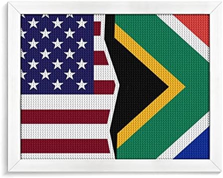 דגל אמריקאי ואפריקני ערכות ציור יהלומים מסגרת תמונה 5D DIY מקדחה מלאה ריינסטון אמנויות עיצוב קיר למבוגרים עץ לבן