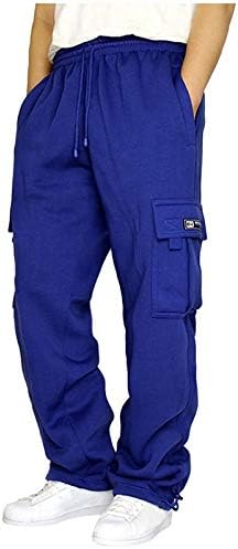 מכנסי טרנינג של Zpervoba Cargo לגברים מכנסי מטען מכנסיים פליס רצים מותניים אלסטיים מרגישים