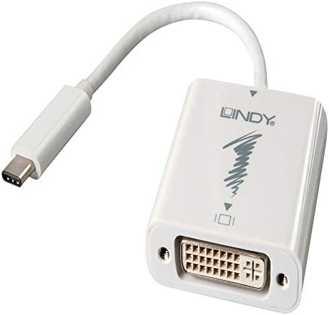 Lindy USB 3.1 סוג C לכבל מתאם DVI, תואם Thunderbolt 3, PD60W, 0.15M