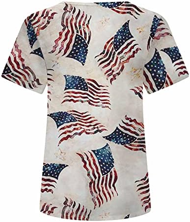 אמיקאדום שרוול קצר חולצות לנשים סתיו סתיו קיץ צווארון יום עצמאות יום עצמאות גרפי צמרות Tees Ladies UW