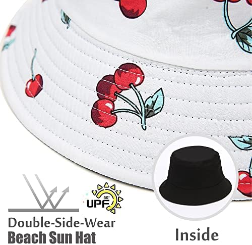 כובע דלי Uttpll לנשים גברים הדפס הפיך UPF 50+ כובע שמש נשים בני נוער נוער קז'ון טיול קיץ כובעי חוף כובע