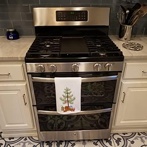 אוצרות קרוליין CK3495WTKT Ruby Cavalier King Charles Spaniel עץ חג המולד מגבת מטבח לבן של 2 מגבות כלים,