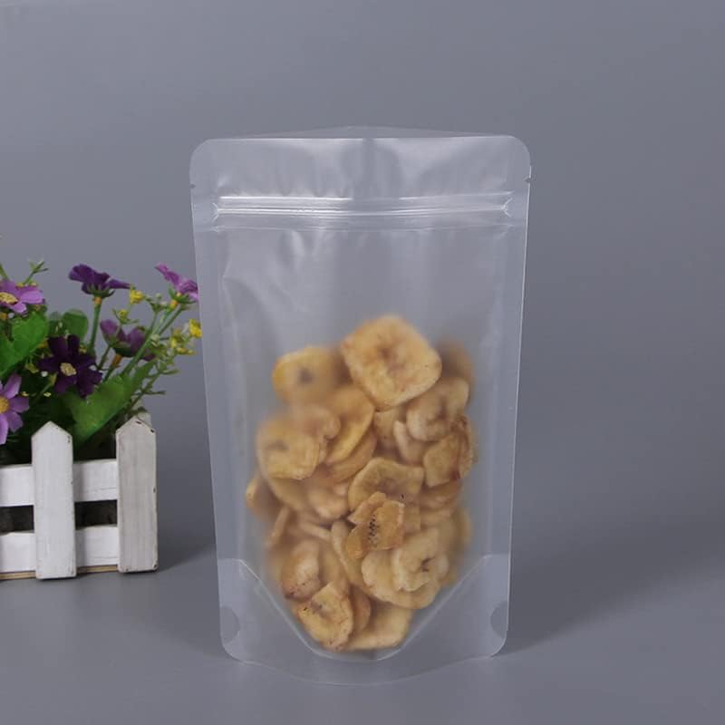 שיק ו-10 יחידות סטנד אפ פלסטיק חלבית שקית נעילת רוכסן איטום עצמי שקוף אריזת מזון פולי הניתנת לסגירה מחדש