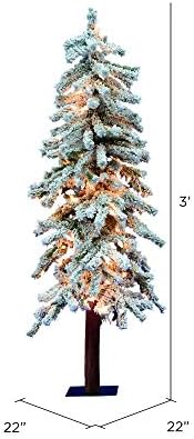 Vickerman 3 'עץ חג המולד מלאכותי אלפיני נוהר, אורות צלול דורא -מוארים - עץ פו מכוסה שלג - עיצוב בית